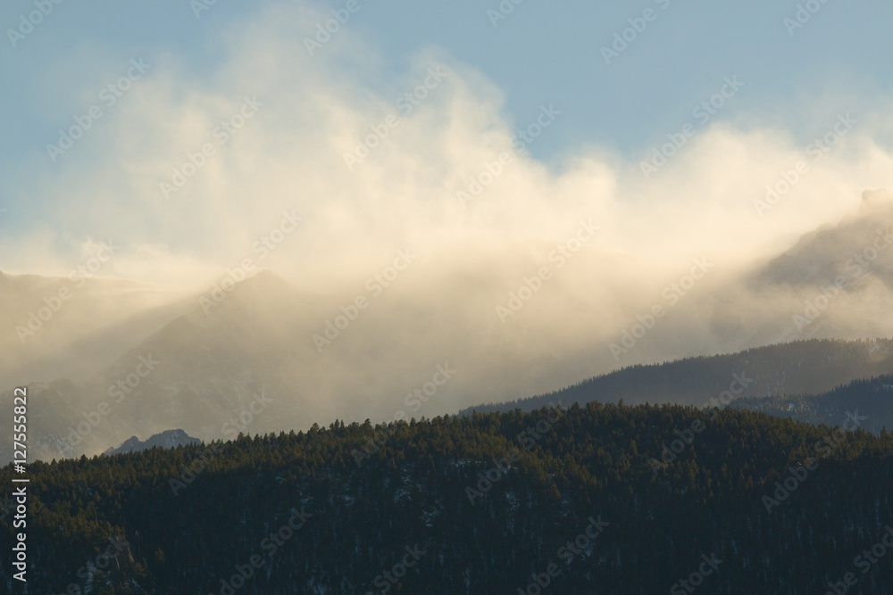 Winter Storm and Wind on Pikes Peak Colorado