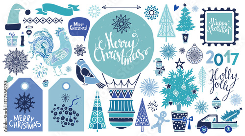 Christmas icons, symbols, mark