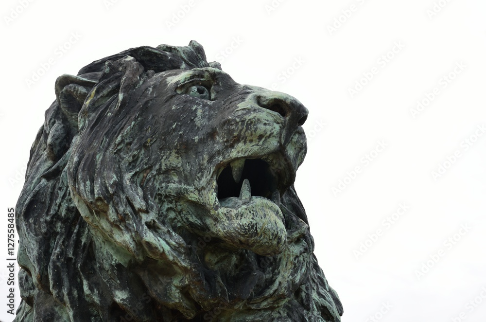 Statue of lion on white background Statue of lion on white background