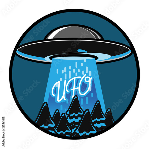 Color vintage ufo emblem