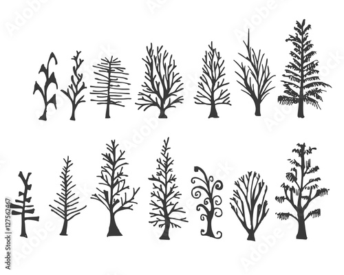 Set of tree doodles vector eps10