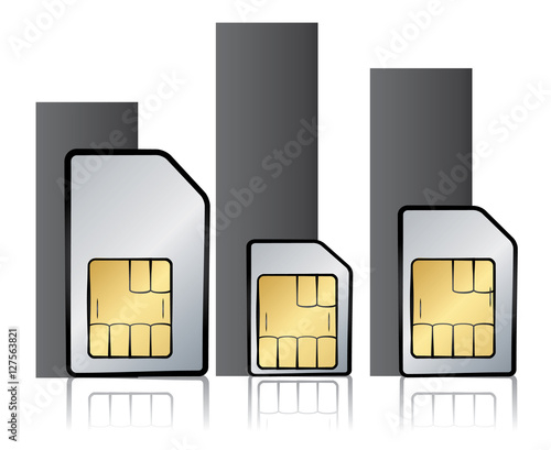 Vector illustration of types sim cards and diagram