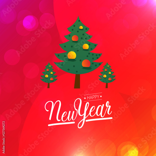 Merry Christmas and Happy New Year typographic greeting card, vector illustrator