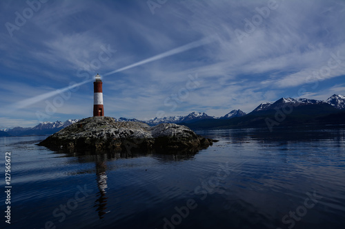 Lighthouse Les eclaireurs in Beagle Channel near Ushuaia in the
