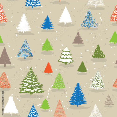 Christmas tree seamless pattern © milkal