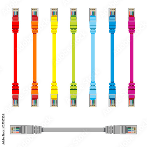 Colored computer network cables. photo