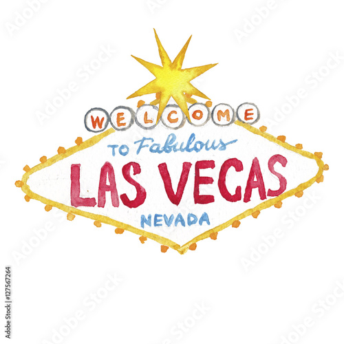 Photography Las Vegas Illustration Casino Watercolor Hand-painted Isolated on the white Part