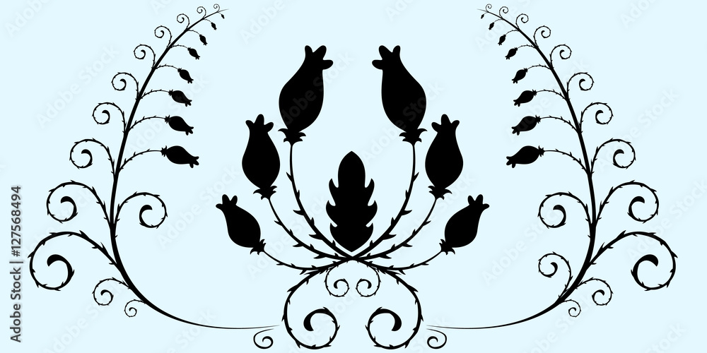 Vector icon, a symbol, a rose and buds, needles, prickly rose. Vector icon, a symbol, a rose and buds, needles, prickly rose.