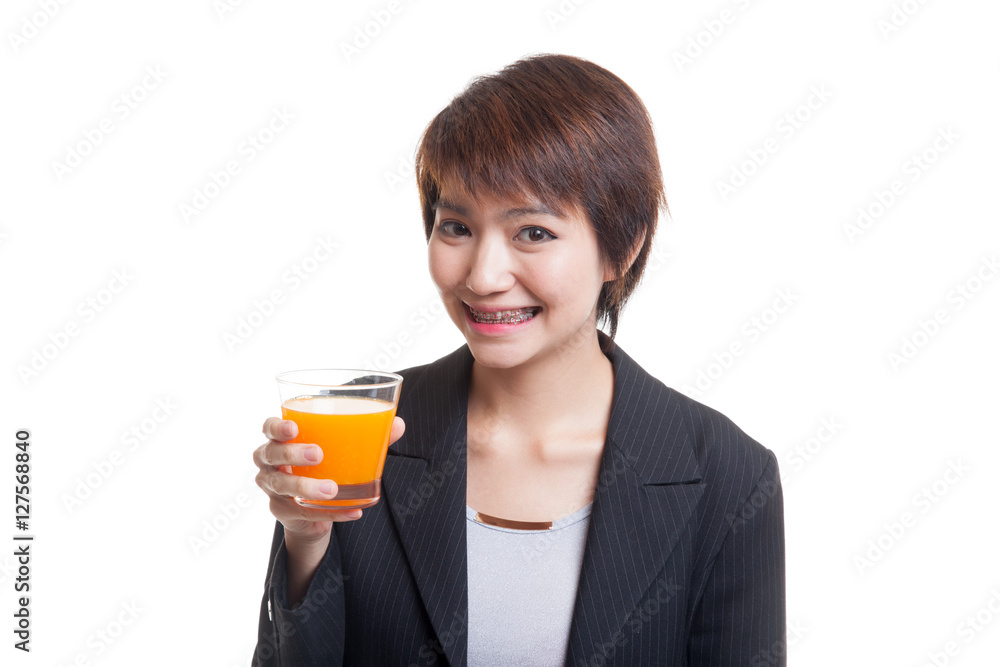 Young Asian woman drink orange juice. Young Asian woman drink orange juice.