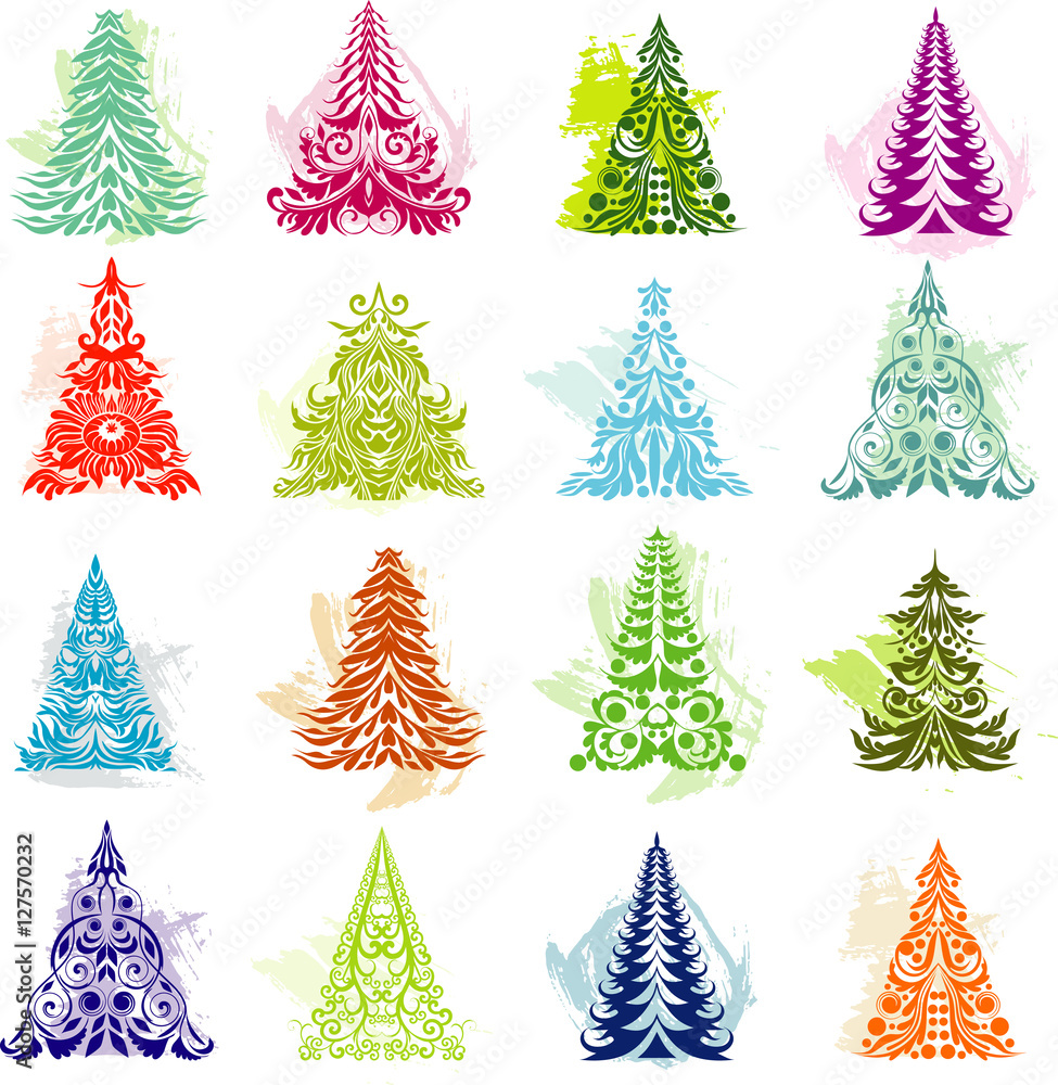 Obraz premium Christmas tree icons
