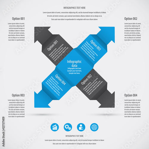 Arrow infographic background - Icons and arrows for 4 options. EPS10 vector.