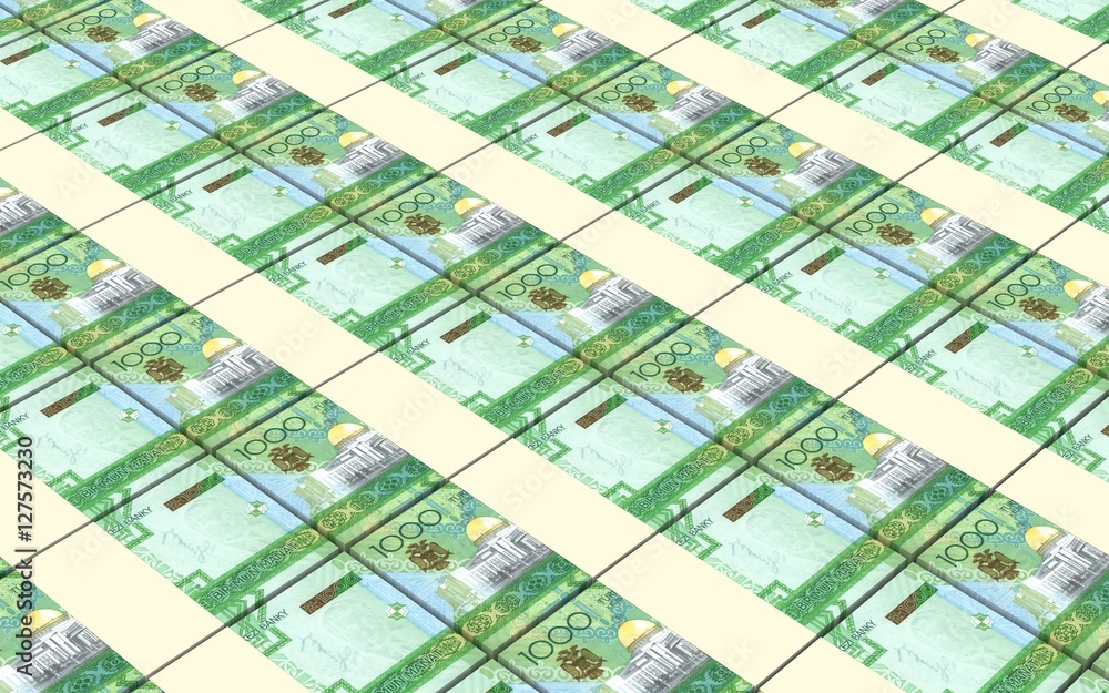 Turkmenistan money bills stack isolated on white background. 3D illustration.