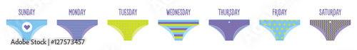 Days of the week woman panties set. Different designs