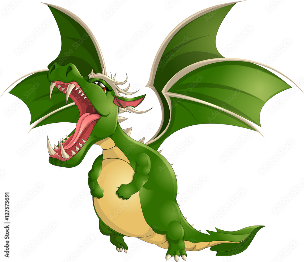 Fototapeta premium Beautiful dragon on a white background