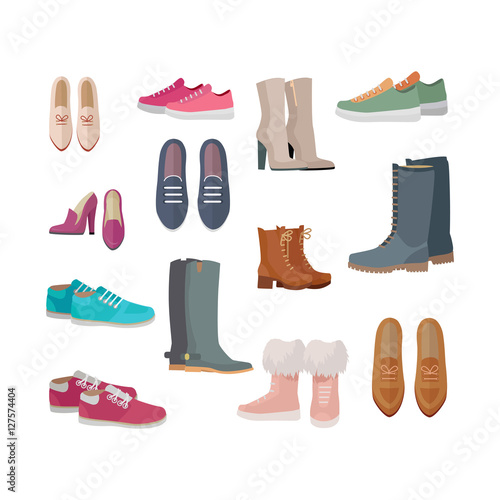 Set of Women s Shoes Vectors in Flat Design