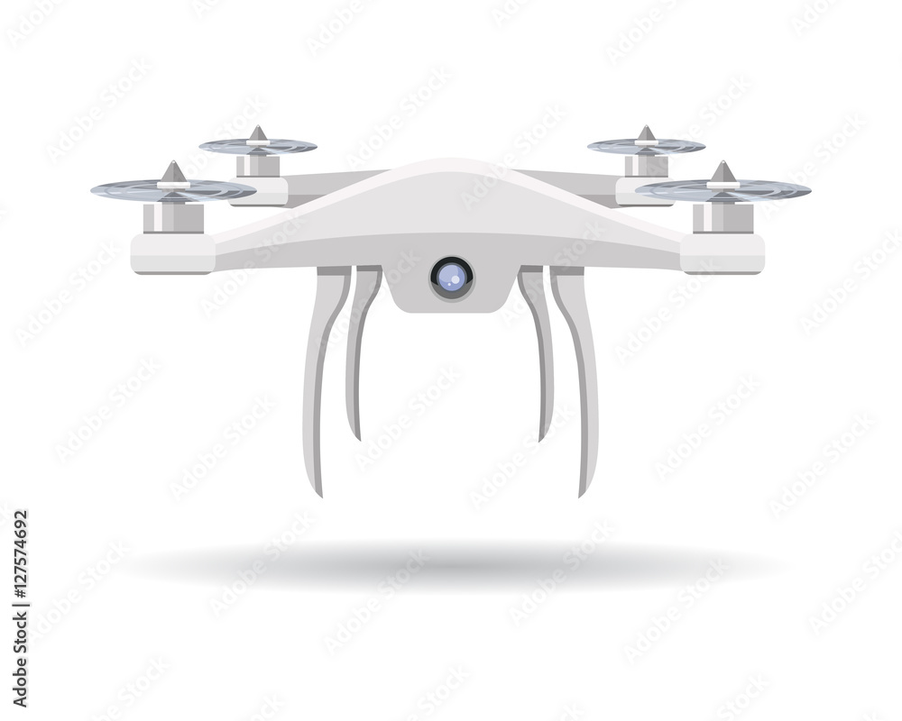 Flying Drone Vector Illustration in Flat Design Flying Drone Vector Illustration in Flat Design