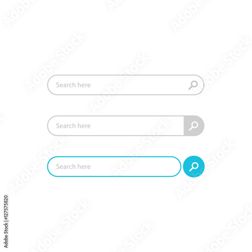 Search bar vector element design, set of search boxes ui template isolated on white background, gray blue interface form elements clipart