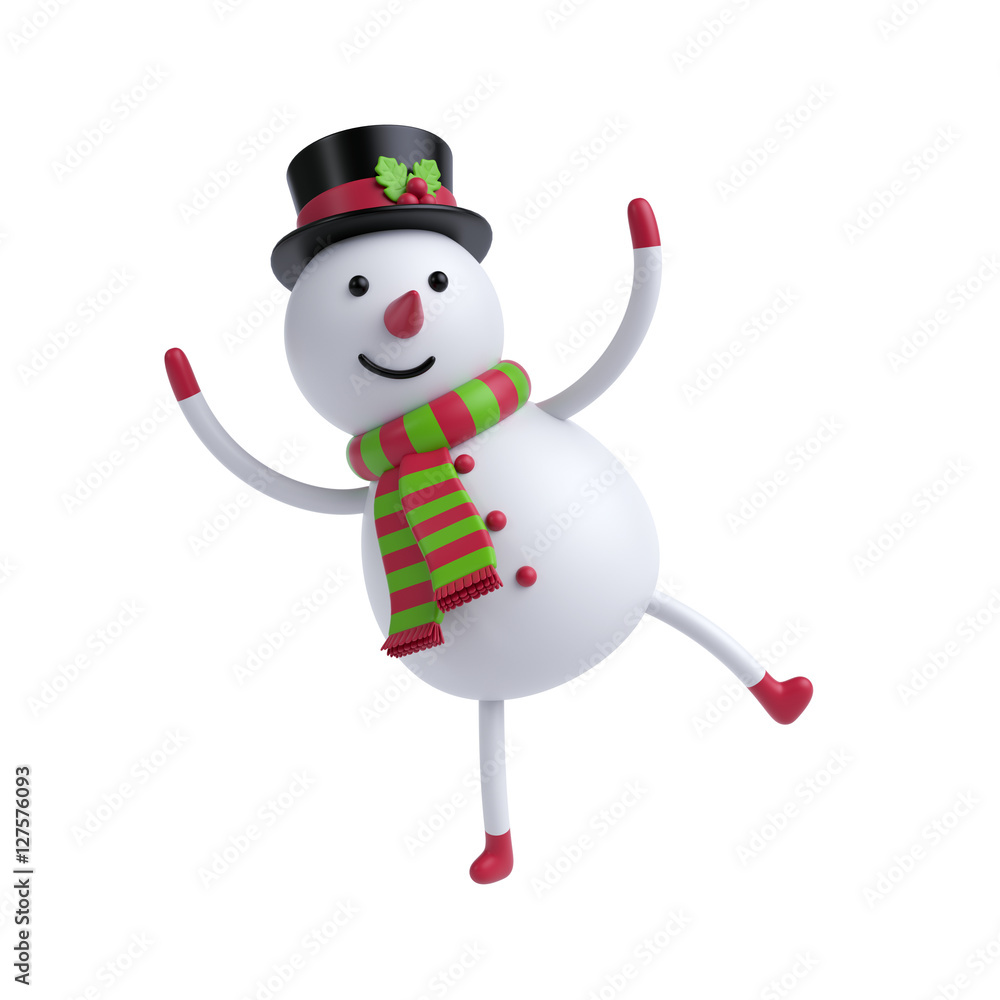 3d render, digital illustration, funny snowman dancing, Christmas toy,  holiday clip art isolated on white background Stock Illustration | Adobe  Stock