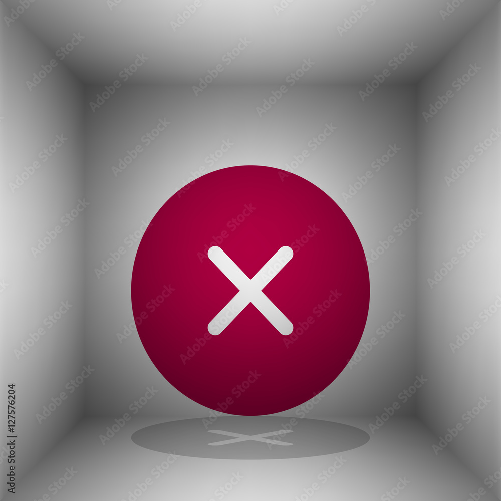 Fototapeta premium Cross sign illustration. Bordo icon with shadow in the room.