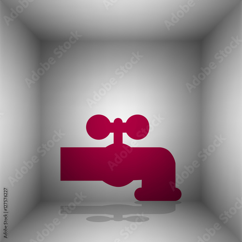 Water faucet sign illustration. Bordo icon with shadow in the room.