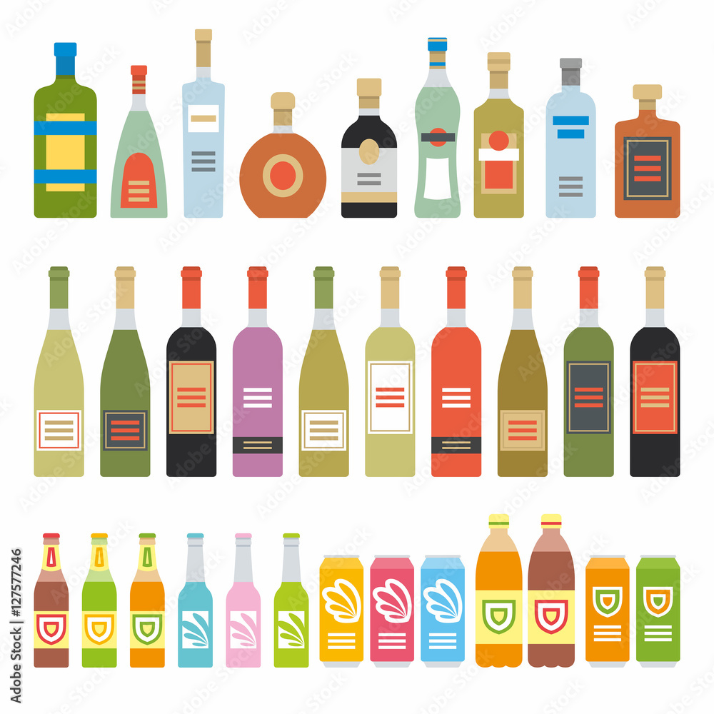 Flat Icons Alcoholic Beverages Flat Icons Alcoholic Beverages
