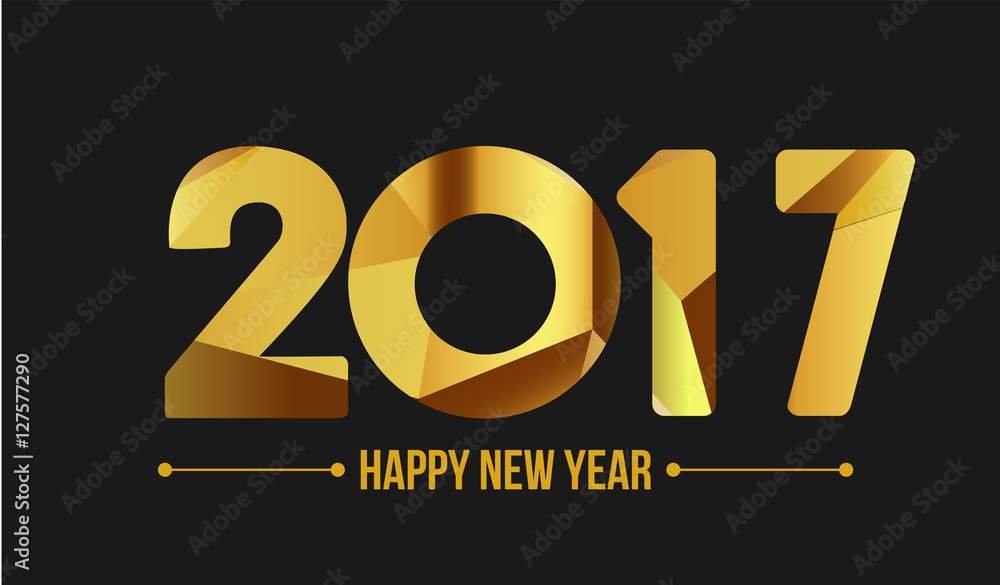 Happy new year 2017. Year 2016 vector design element. Low poly illustration. Gold design. Merry Chrstmas Background for dinner invitations, festive posters,promotional depliant, greetings cards. Happy new year 2017. Year 2016 vector design element. Low poly illustration. Gold design. Merry Chrstmas Background for dinner invitations, festive posters,promotional depliant, greetings cards.