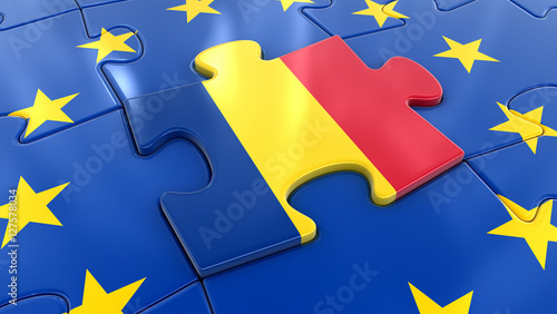 Romania flag Jigsaw as part of EU 
