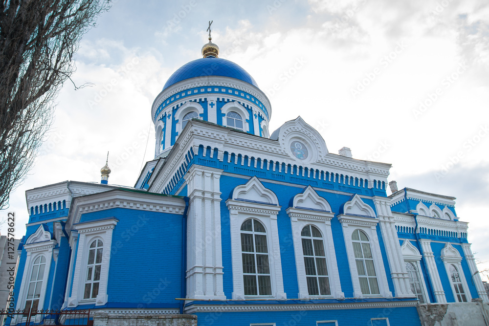 Old blue-white church