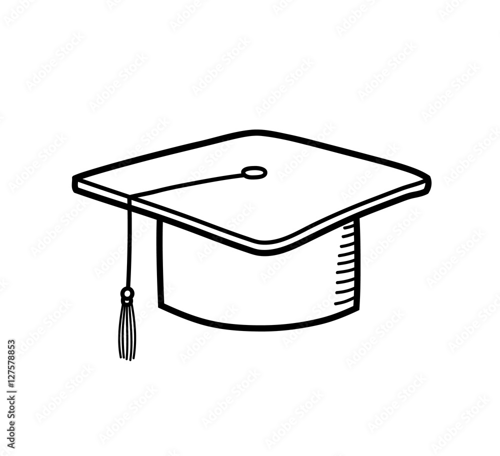 Graduation Cap Bachelor Hat Education. A hand drawn vector doodle  illustration of a graduation cap. Stock Vector | Adobe Stock