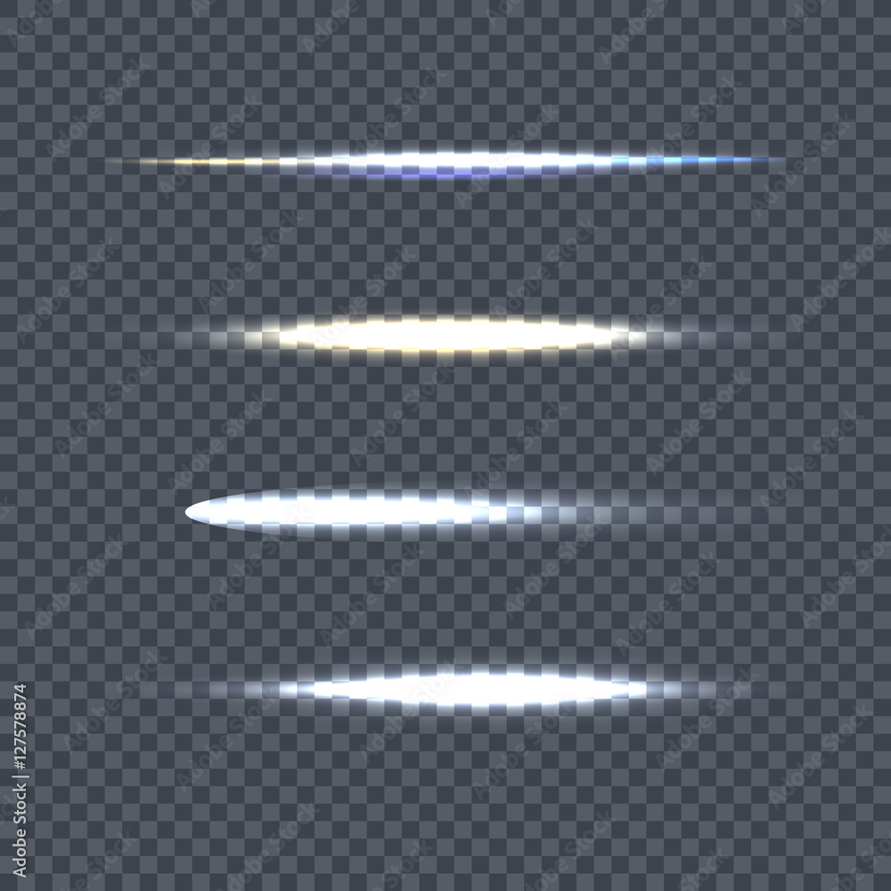 Set of Vector Light Line on Transparent Background