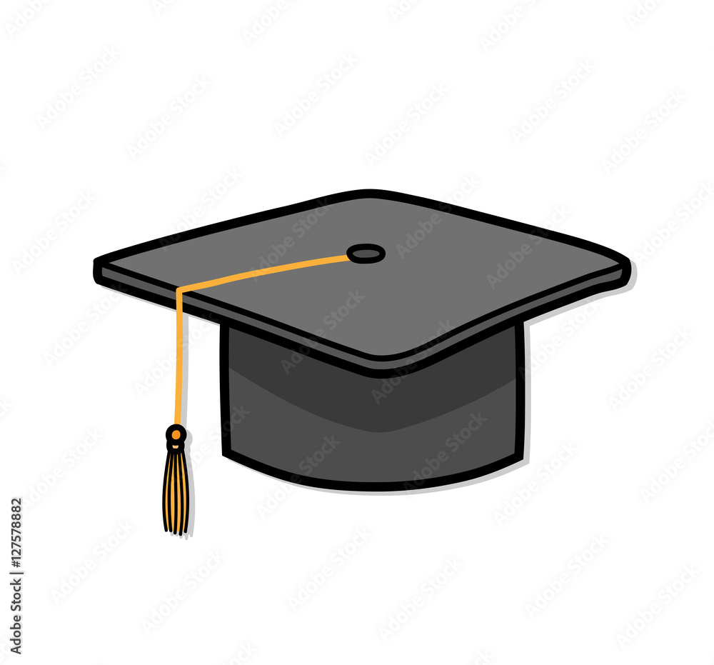 Graduation Cap Bachelor Hat Education. A hand drawn vector cartoon ...