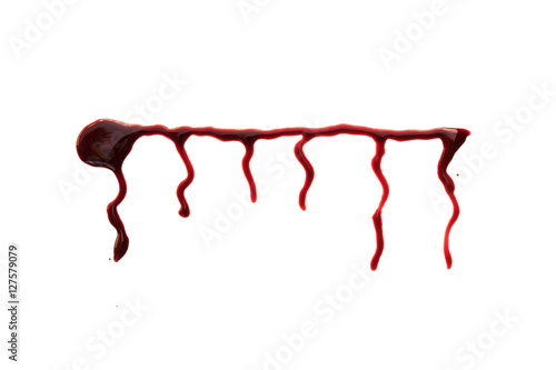 red dripped blood. Halloween concept: on white background