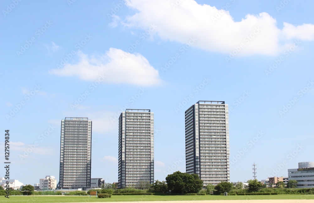 Obraz premium リバーサイドのタワーマンション群