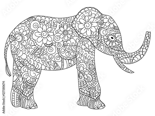 Fototapeta Naklejka Na Ścianę i Meble -  Elephant Coloring book vector for adults