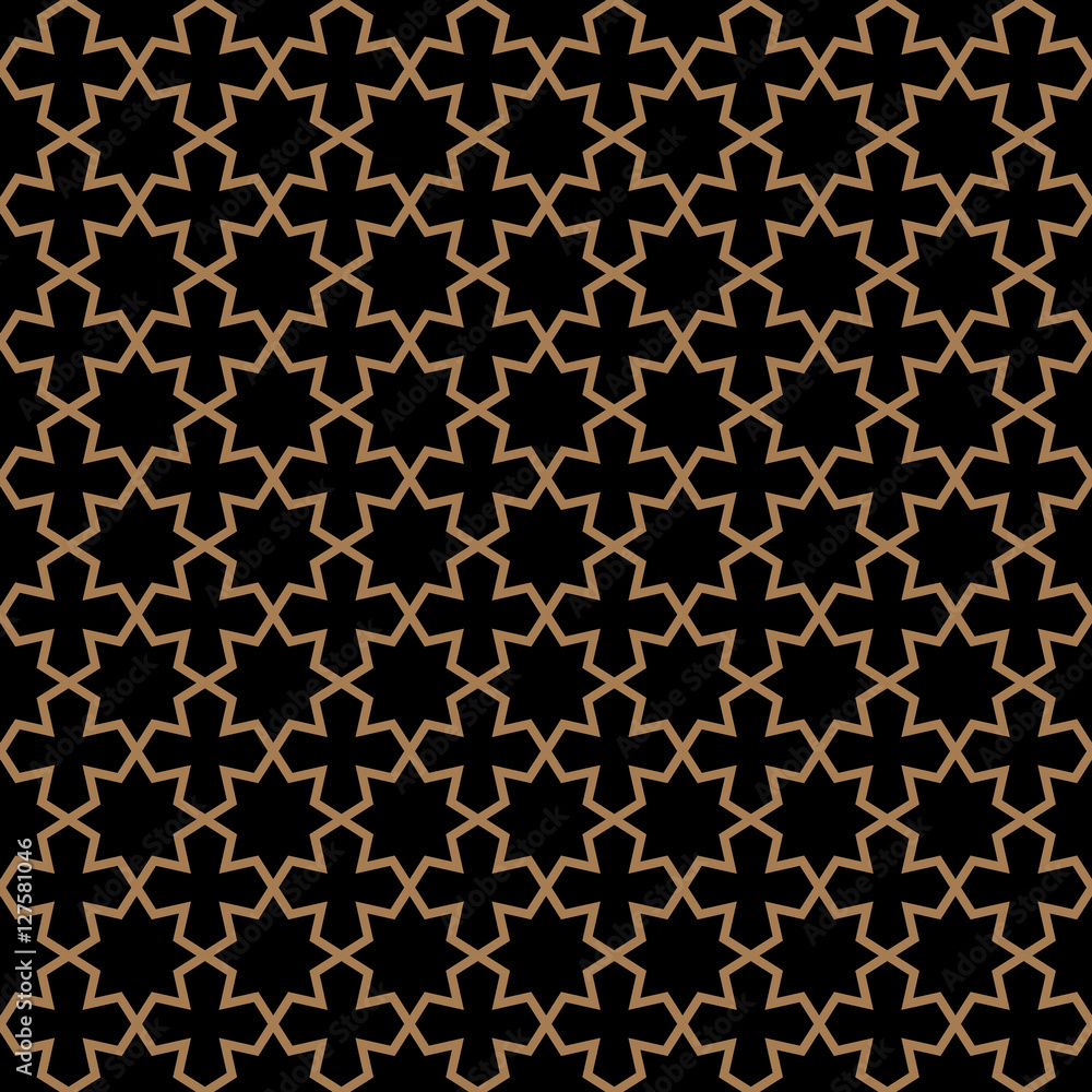 Seamless dark pattern in arabian style with stars