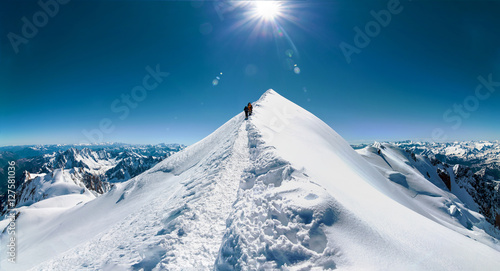 climbers approach the mountain top