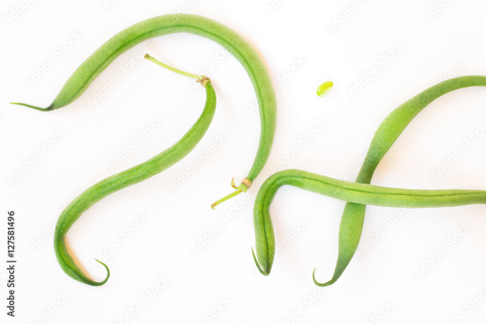 Asparagus bean like snake on white background. Asparagus bean like snake on white background.