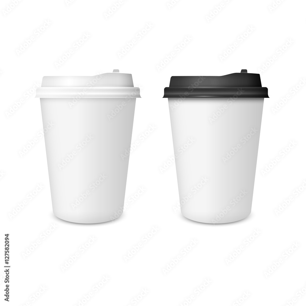 3D Realistic two paper Coffee Cup isolated on white background 3D Realistic two paper Coffee Cup isolated on white background