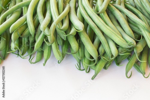 Asparagus beans on white  background. Close up.