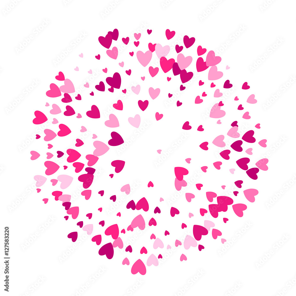 Pink hearts round background template.