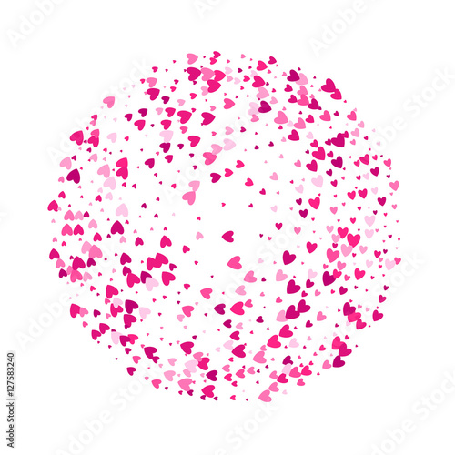 Pink hearts round background template.