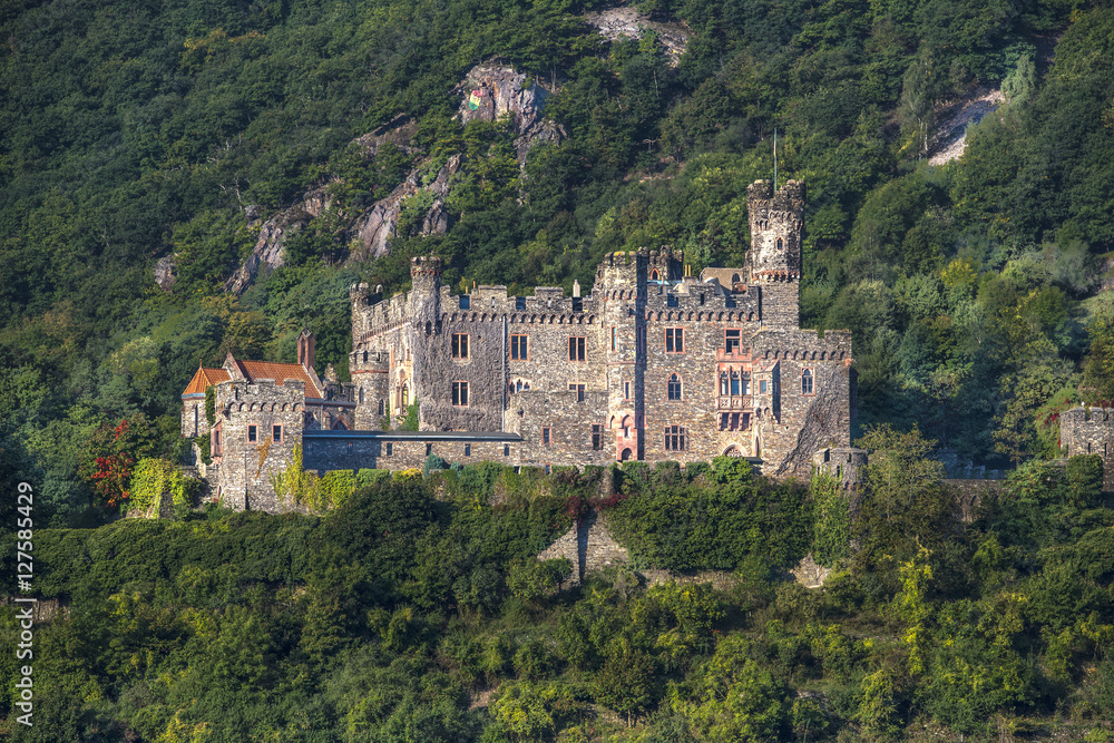 Castle Reichenstein in the Rhine Valley is a symbol of the Rhine Romanticism of the 19. century