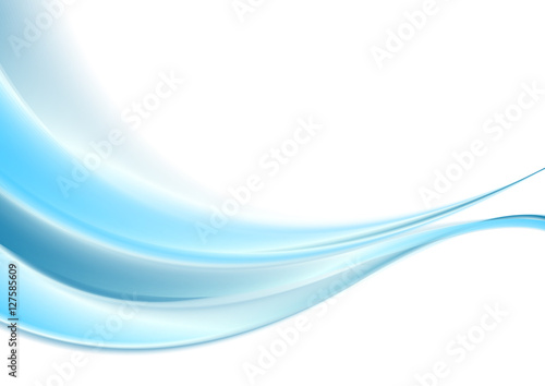 Blue abstract smooth waves on white background