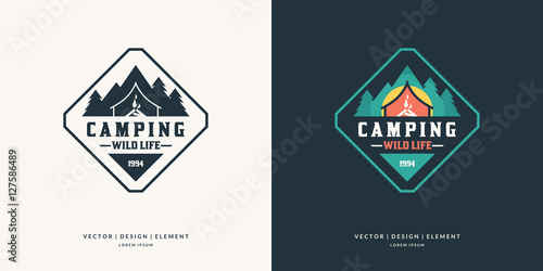Camping and outdoor adventure retro logo.