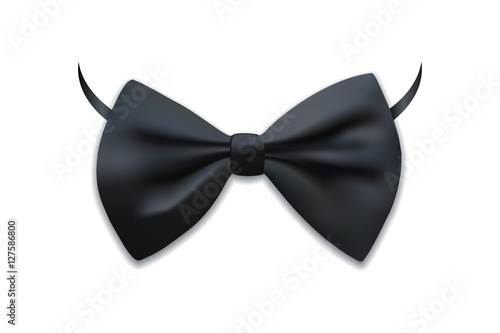 Vector realistic isolated black bow tie.