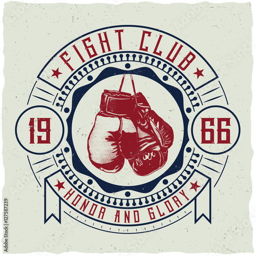 Canvas Print Label design with illustration of boxing gloves for t-shirts, posters, greeting cards etc