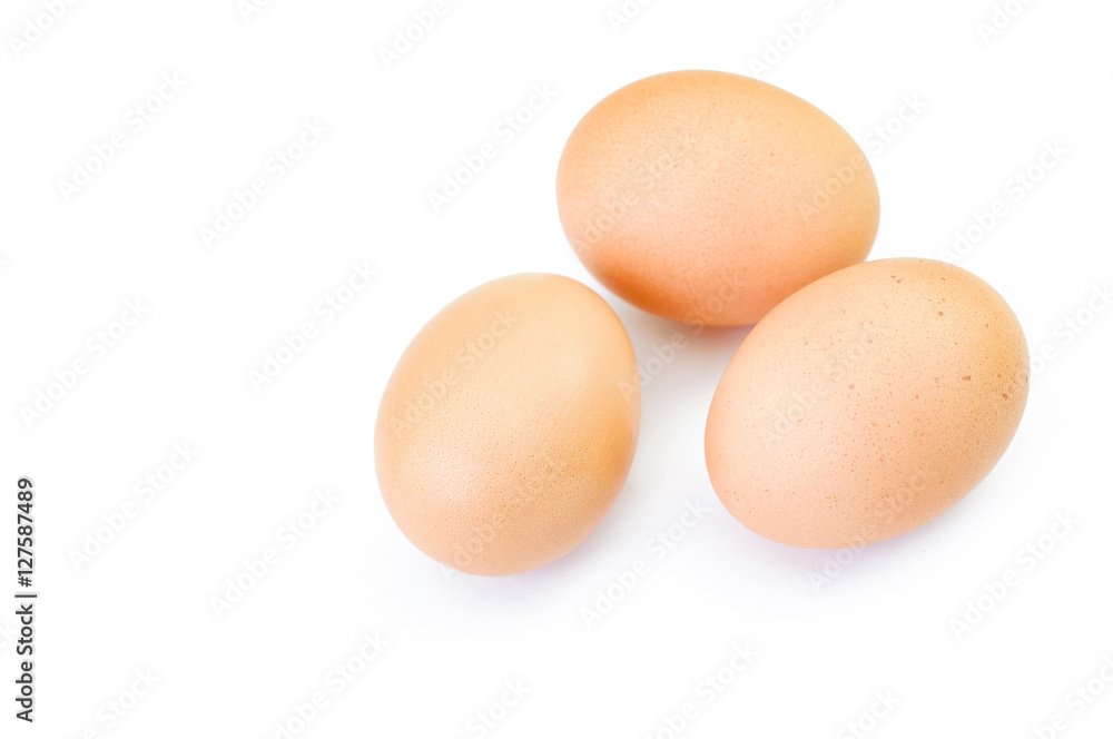 Chicken eggs on white background. Top view Chicken eggs on white background. Top view