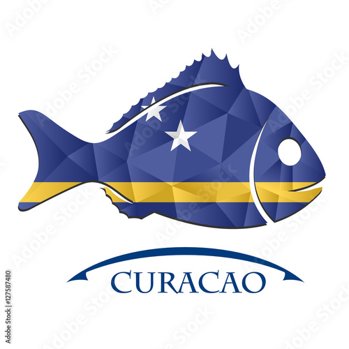 fish logo made from the flag of Curacao
