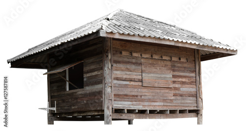 Isolated old wooden house blend. © kaentian