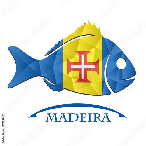 fish logo made from the flag of Madeira.